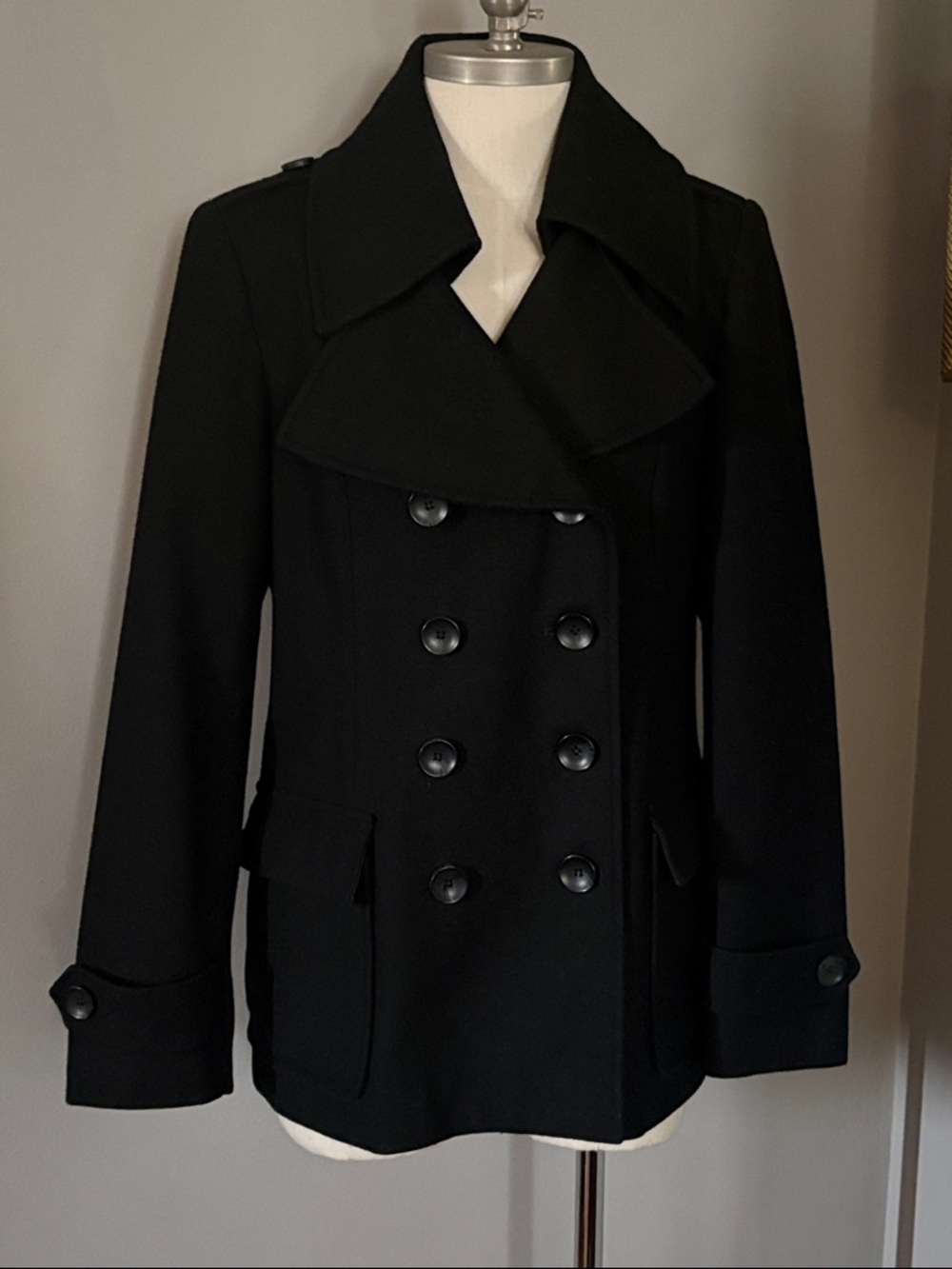 New York & Company Medium Black Wool Pea Coat